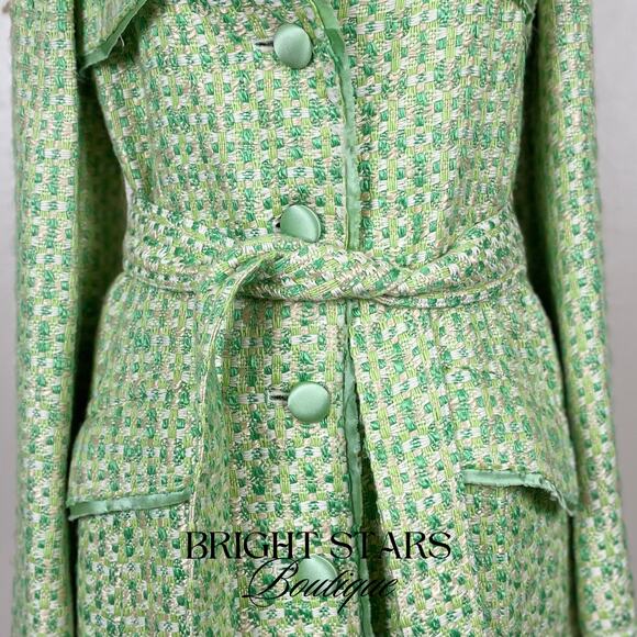 Rare Green Tweed Trench Coat As Seen On ASO Lorelai Gilmore Girls Vintage Y2K - Picture 10 of 11